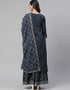 Blue Cotton Sharara Suit Closure View