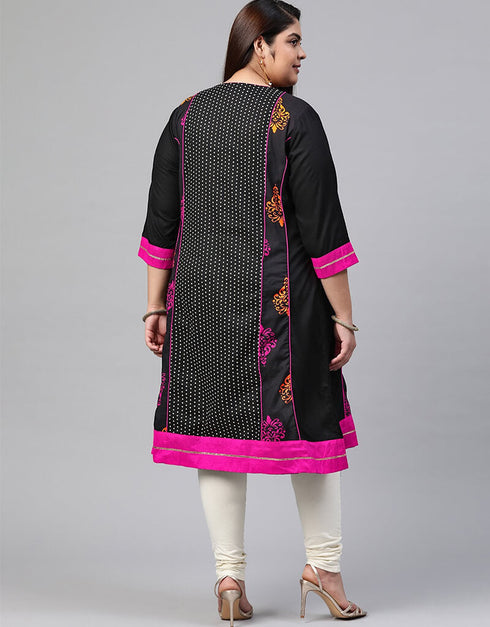 Black Cotton Straight Suit Back View