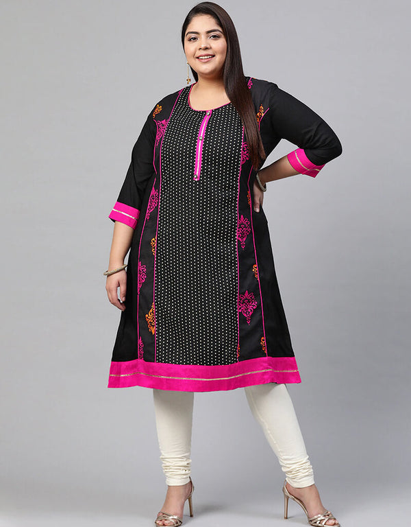 Black Cotton Straight Suit