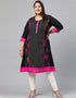 Black Cotton Straight Suit