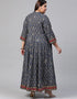 Navy Blue Cotton Anarkali Suit Back View