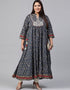 Navy Blue Cotton Anarkali Suit