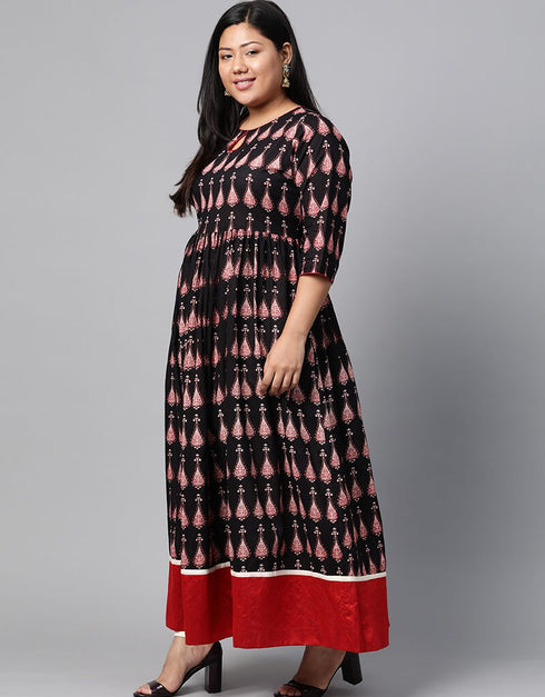 Black Cotton Anarkali Suit Closure View