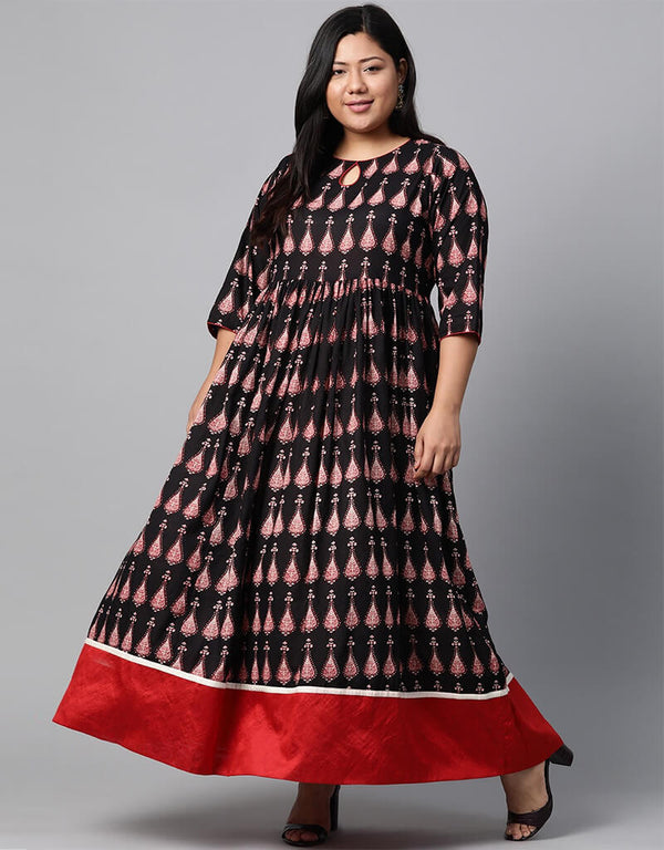 Black Cotton Anarkali Suit