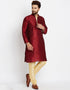 Maroon Kurta Dhupion Silk Payjama Closure View