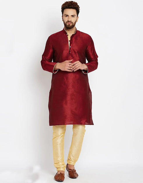Maroon Kurta Dhupion Silk Payjama