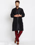 Black Kurta Dhupion Silk Payjama Closure View