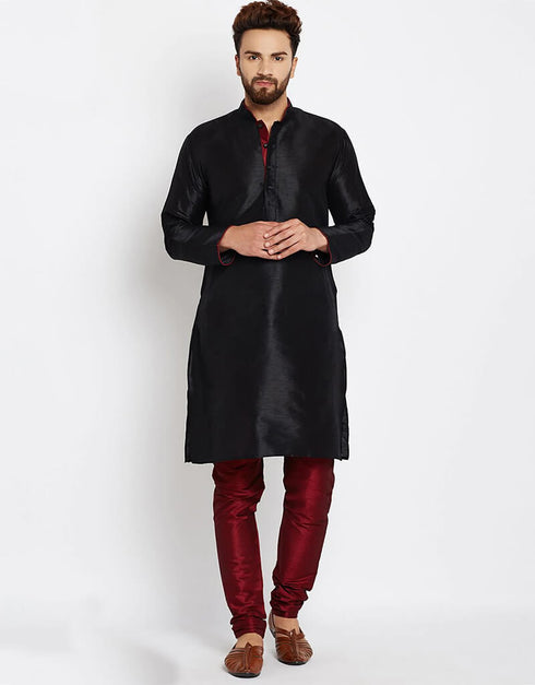 Black Kurta Dhupion Silk Payjama