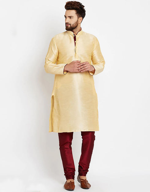 Cream Kurta Dhupion Silk Payjama