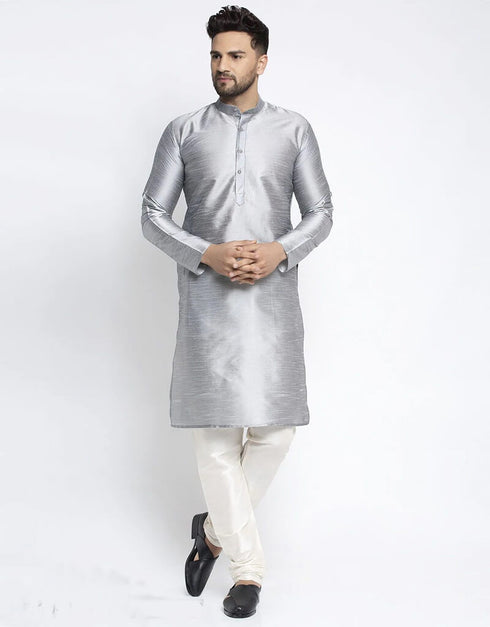 Gray Kurta Dhupion Silk Payjama