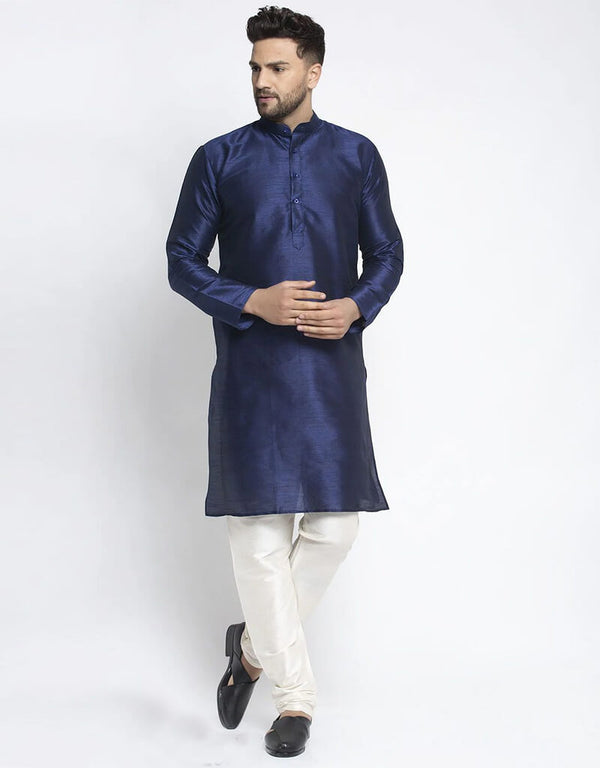 Navy Blue Kurta Dhupion Silk Payjama