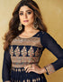 Navy Blue Real Georgette Anarkali Suit Closure View