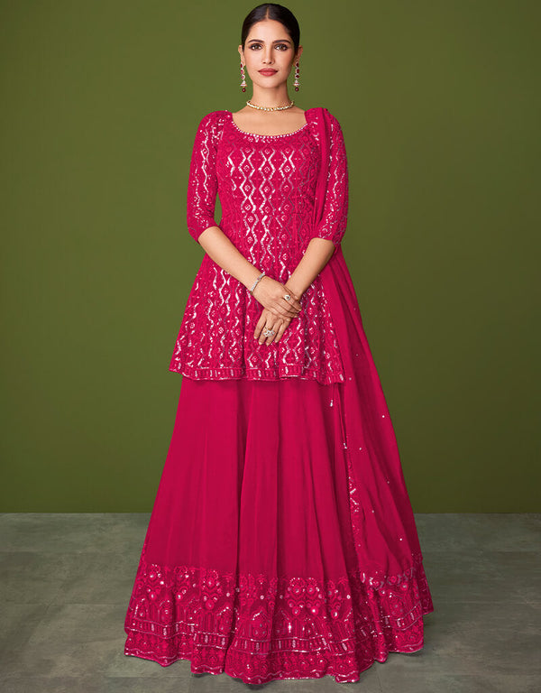 Pink Lehenga style Salwar Suit Designer Salwar Suit Salwar Kameez in Embroidery, Sequins & Lace Work
