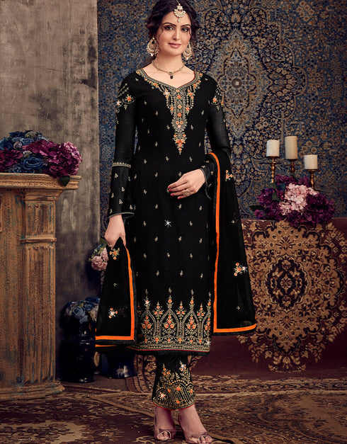 Black Georgette Pant Salwar Suits