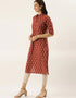Red Cotton Anarkali Kurti Closure View