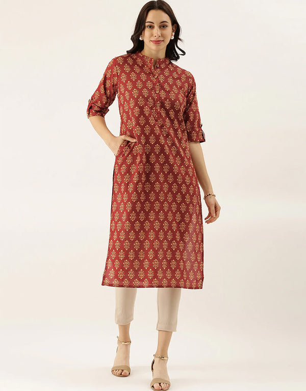 Red Cotton Anarkali Kurti