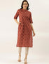 Red Cotton Anarkali Kurti