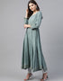 Green Cotton Anarkali Kurti Closure View