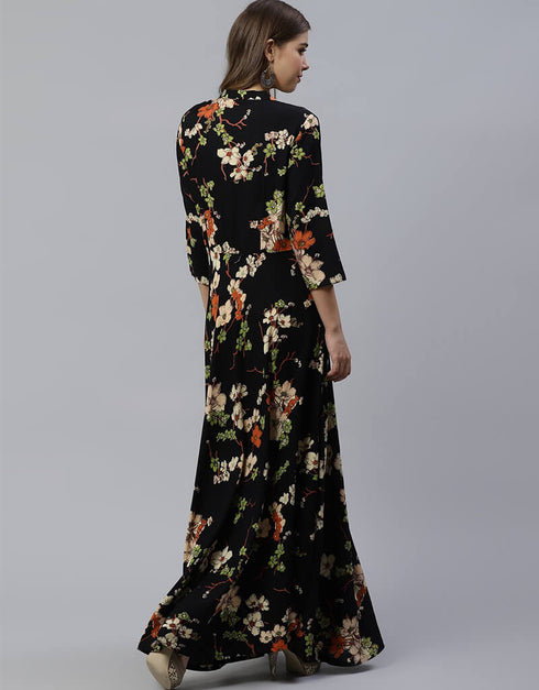 Black Viscose Rayon Anarkali Kurti Back View