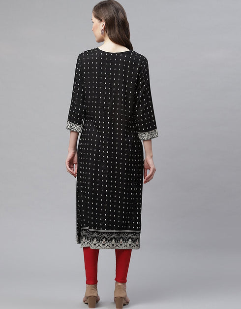 Black Viscose Rayon Anarkali Kurti Back View