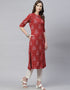 Red Cotton Anarkali Kurti Closure View