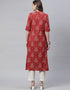 Red Cotton Anarkali Kurti Back View