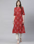 Red Cotton Anarkali Kurti