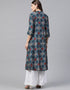 Blue Viscose Rayon Anarkali Kurti Back View