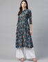 Blue Viscose Rayon Anarkali Kurti