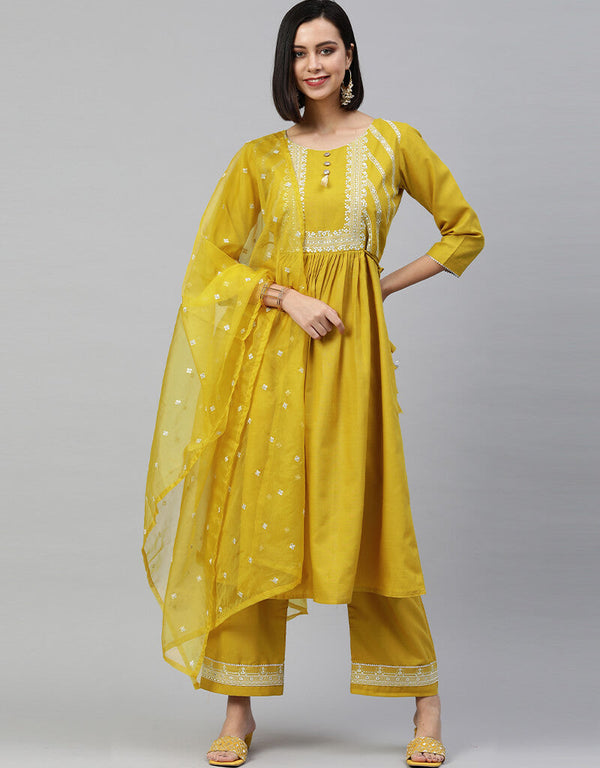 Yellow Ruby Cotton Palazzo Suit