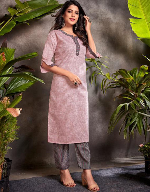 Pink Heavy Kadi Silk Pant Straight