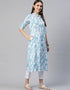 Blue Cotton Straight Kurti Closure View