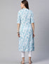 Blue Cotton Straight Kurti Back View