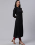 Black Cotton Straight Kurti Closure View
