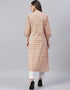 Beige Cotton Straight Kurti Back View