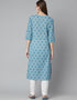 Blue Cotton Straight Kurti Back View