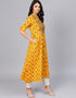 Yellow Cotton Straight Kurti Closure View