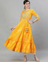 Yellow Cotton Anarkali Kurti Closure View