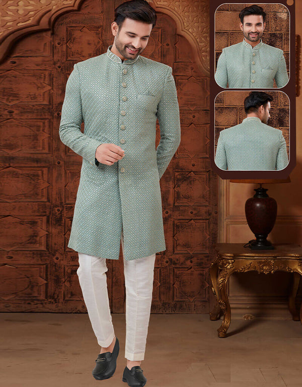 Pastel green Kurta Georgette Trouser
