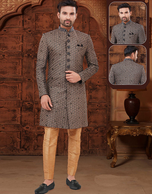 Dark Navy Blue Kurta Lucknowie Fabric Trouser