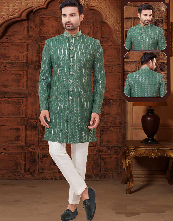 Green Kurta Georgette Trouser
