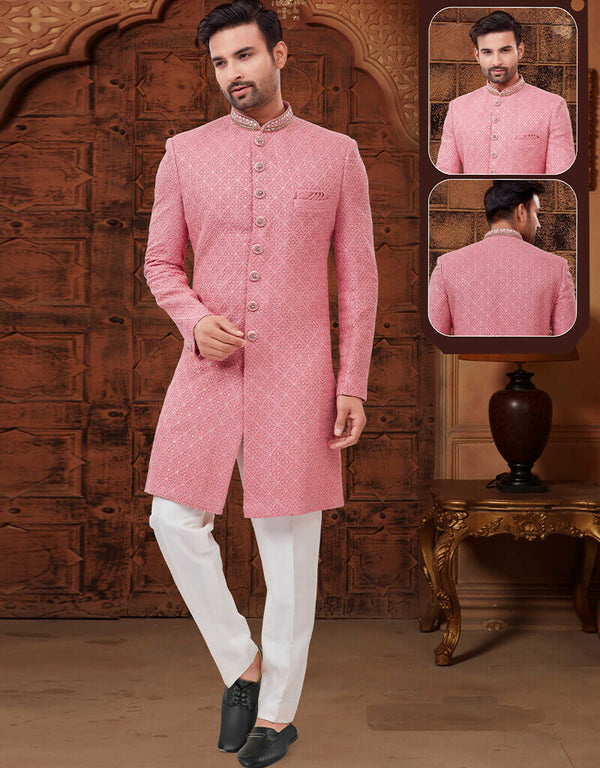 Pink Kurta Lucknowie Trouser