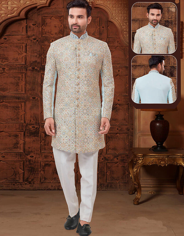 Sea Green Kurta Lucknowie Trouser