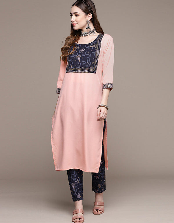 Pink Crepe Pant Straight