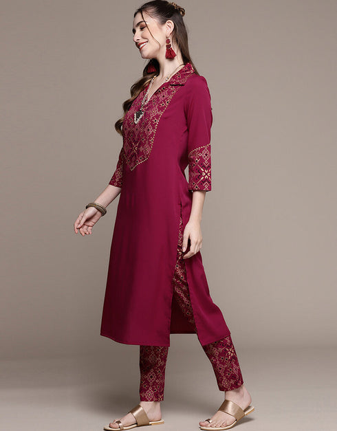 Pink Crepe Pant Straight Closure View