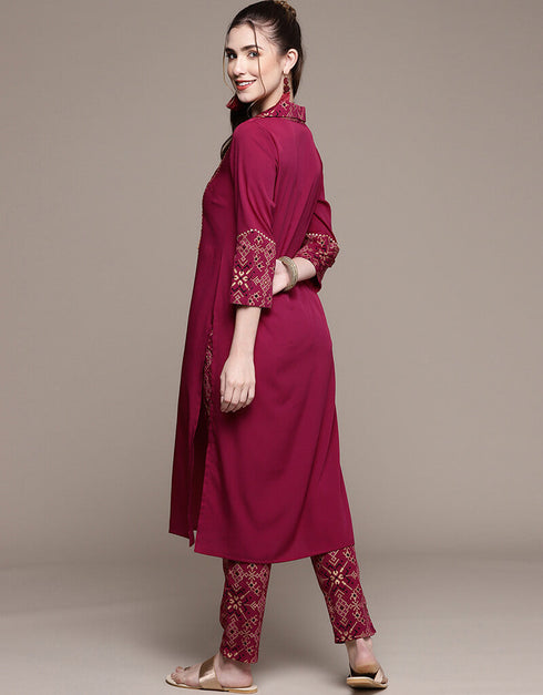 Pink Crepe Pant Straight Back View