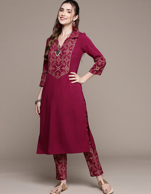 Pink Crepe Pant Straight