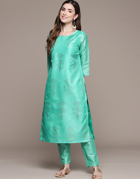 Sky Blue Poly Silk Pant Straight