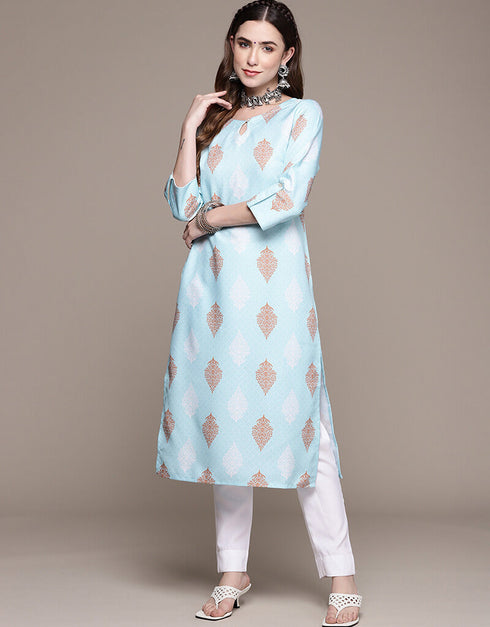 Sky Blue Rayon Pant Straight