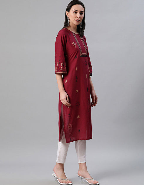 Red Rayon Pant Straight Closure View